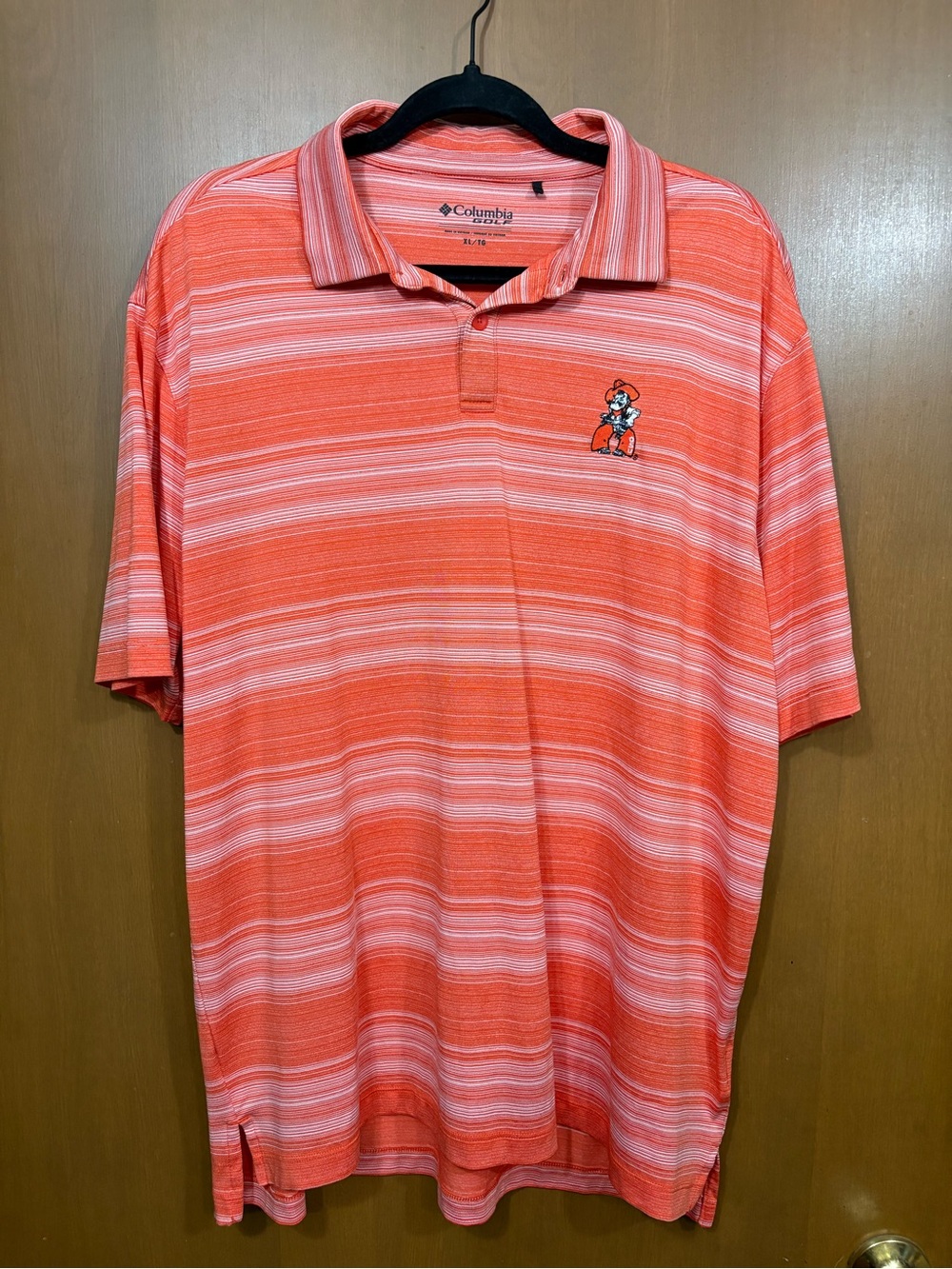 Columbia Men's Oklahoma State University OSU Orange Stripe Polo Shirt